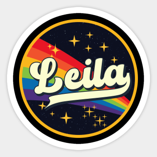 Leila // Rainbow In Space Vintage Style Sticker